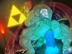 2021 balls big_dildo boner cape circumcised cum dildo dildo_in_ass dildo_sitting erection ganondorf ganondorf_(ocarina_of_time) green_skin hand_on_ass looking_back looking_pleasured lube male_only muscles muscular musk nagare nintendo nipple nipple_piercing nipple_rings nude ocarina_of_time orgasm partially_nude penis presenting_anus presenting_hindquarters red_hair ripped_clothing smiling solo solo_male steaming_body the_legend_of_zelda triforce veins veiny_muscles veiny_penis