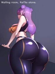 ass big_ass big_butt english_text k/da_kai'sa k/da_series kai'sa league_of_legends purple_hair yabby