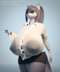 1girls 3d animated anthro areolae blender bouncing_breasts breasts canine female female_only furry hilwu huge_breasts iii_oridas_iii nipples nipples_visible_through_clothing no_bra no_sound see-through see-through_clothing solo video