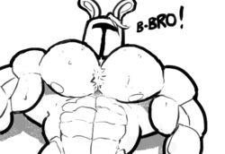 1male abs armor bara biceps bunny bunny_ears gay helmet male_only monochrome muscle muscles muscular_male nipples nude pecs rg01 rg01_(undertale) ripped-saurian royal_guard_(undertale) solo solo_male undertale