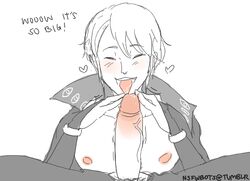 blowjob blush closed_eyes english_text fire_emblem fire_emblem_awakening gay half-dressed heart henry_(fire_emblem) licking_penis licking_tip male nintendo nipples nnsfwbot oral oral_sex outercourse paizuri penis pov text tongue tongue_out veiny_penis yaoi