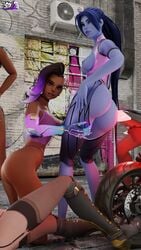 3d ashe_(overwatch) blizzard_entertainment dark-skinned_female dark_skin female female_only noob34 overwatch solo sombra widowmaker