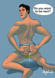 1boy after_anal artist_name ass bara cum cum_dripping cum_in_ass cum_inside gaping_anus gay image_comics invincible inviting_to_sex jockstrap male_only mark_grayson mephisto mephisto(artist) spreading_ass