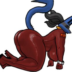 2d anthro big_ass big_breasts black_fur blue_fur fluffy_tail furry heels heels_fetish heels_focus high_heel_boots high_heel_fetish high_heeled_boots high_heels high_heels_boots high_heels_focus long_tail lucario pokemon pokemon_(species) red_bodysuit silver_bracelet skin_tight skintight_bodysuit sligarthetiger tagme thick_thighs transparent_background wristband