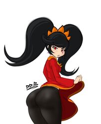 1girls ashley_(warioware) ass big_butt black_hair clothed clothing dodo-bot female female_only long_hair mario_(series) nintendo red_eyes solo standing tagme tight_clothing twintails wario_(series) warioware white_background