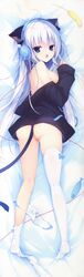 aisu_mint animal_ears apupop ass bandaid breasts dakimakura headphones maebari muku_(apupop) nekomimi nipples no_bra open_shirt pantsu panty_pull tail thighhighs