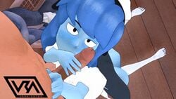 3d animated blender blue blue_skin clothed_female_nude_male eye_contact fellatio femdom gif hair handjob lapis_lazuli_(steven_universe) laundry licking looking_at_viewer maid maid_headdress oral penis penis_licking pov pov_eye_contact sfm steven_universe straight tagme thenaysayer34 uncensored vranimeted white_stockings