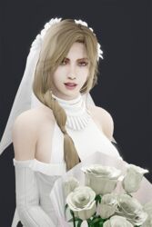 blonde_hair bridal_veil bride flowers grey_eyes maria_(nioh) nioh nioh_2 ponytail side_ponytail smiling smiling_at_viewer