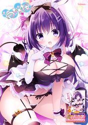 animal_ears breasts devil garter garter_belt nipples no_bra nopan pantsu pussy shiromochi_sakura skirt_lift stockings tail thighhighs wings