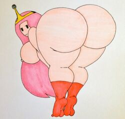 :| adventure_time ass crown huge_ass nutboiart8008 pink_hair presenting princess_bubblegum tagme traditional_media_(artwork)