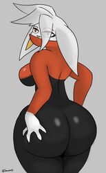 big_butt breasts eva(dewwydartz) female furry hand_on_ass huge_butt looking_at_viewer orange_eyes pokémon_(species) pokemon raboot tagme thick_thighs