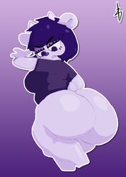 1girls angry ass bovid bovine clothed clothing fat_ass furry goth gradient_background huge_ass looking_back looking_down no_pants partially_clothed rammy_lamb solo thick_thighs toedi um_jammer_lammy