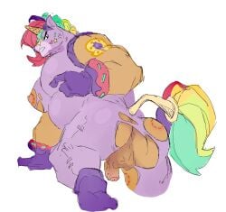 ass balls bara berry_(brawl_stars) brawl_stars flaccid guoke0226 horn male male_only muscles muscular penis ripped_clothing solo solo_male unicorn_horn