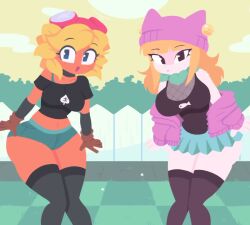 2girls animated ass bouncing_breasts breasts catgirl cattail_(pvz) clothed clothing dancing female female_only frame_by_frame lineless muffinpad music nude plants_vs_zombies pvz shorts simple_shading skirt solar_flare_(pvz) tagme underwear video
