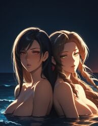2girls aerith_gainsborough ai_generated female female_only final_fantasy final_fantasy_vii final_fantasy_vii_remake tagme tifa_lockhart