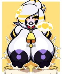 1girls altriared_15 big_breasts blush breasts chocker cow_bell cowbell enormous_breasts female female_only giant_breasts gigantic_breasts heart hearts huge_breasts lactation large_breasts massive_breasts milk milk_glass milking oc original_character