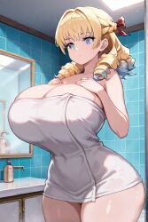 ai_generated blonde_hair blue_eyes female huge_breasts scarlett_(unicorn_overlord) unicorn_overlord