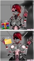 a.i.m.i_(aimizer0) aimizer0 big_breasts breast_expansion breast_growth busty compressed_breasts embedded_penetrable_sex_toy file_folder glowing_nipples pink_eyes pink_hair robot robot_girl surprised_expression uncompressed_file