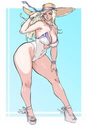blonde_female blonde_hair blue_eyes breasts emma_frost emma_frost_(marvel_rivals) female female_only large_breasts marvel marvel_rivals milf neolurker swimsuit thick_thighs white_queen wide_hips x-men