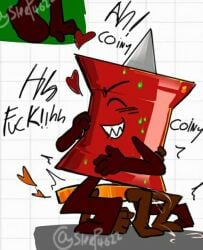 battle_for_dream_island bfdi coiny coiny_(bfdi) cum cum_inside ejaculation femdom object_shows pin_(bfdi) sweat vaginal_penetration vaginal_sex