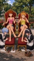 4girls ai_generated asuka_langley_sohryu bare_legs bare_navel bare_shoulders barefoot bdsm beaten best_girl best_girls blue_eyes blue_hair bruise bruised celebration cheerful clothed confidence confident confident_female crossed_legs crying denim_shorts disrespect dominant dominant_girl enjoying feet female femdom fetish foot_fetish foot_focus foot_worship footstool glass glass_of_wine gokou_ruri hair_between_eyes hair_ornament happy happy_dom happy_female happy_girl headwear holding_object humiliated humiliation injury interface_headset kneeling kousaka_kirino kuudere legs long_hair looking_at_viewer loser loser_submits maid maid_apron maid_outfit maid_uniform mistress_and_slave mocking navel neon_genesis_evangelion on_knees orange_hair ore_no_imouto_ga_konna_ni_kawaii_wake_ga_nai painted_toenails pedicure pink_tank_top presenting_feet public_humiliation red_toenails rei_ayanami relaxing resting sad_sub servant serving sexy_feet sexy_girl short_hair short_shorts shorts sitting sitting_on_throne slap_mark slapped slave slave_girl slavegirl smile smiling smiling_at_viewer smiling_female smug smug_face smug_smile sobbing tank_top tears teenage_female teenage_girl teenager throne toenail_polish toenails toes tsundere wine winner yellow_tank_top yellow_toenails