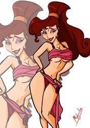 1girls areola_slip areolae breasts brown_hair disney female female_only hercules_(disney) matjackzz megara solo underboob