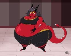 bbw big_breasts breasts cleavage female helluva_boss huge_breasts mad_n_evil millie_(helluva_boss) overweight tagme thick_thighs wide_hips