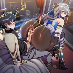 1boy 1girls ai_generated ass bed bedroom bronya_rand cloud115599 cock curvaceous curvaceous_body curvaceous_female curvaceous_figure curves curvy curvy_body curvy_female curvy_figure curvy_hips female honkai:_star_rail hoyoverse huge_ass huge_cock huge_penis indoors looking_back male male/female mihoyo novelai on_bed penis penis_on_ass sitting_on_bed smile smiling smiling_at_partner sweat sweatdrop sweating thick thick_ass thick_butt thick_hips thick_thighs twerk twerking twerking_on_dick twitching twitching_penis voluptuous voluptuous_body voluptuous_female