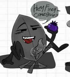 battle_for_dream_island bfdi erection fruit futanari holding_fruit intersex inviting inviting_to_sex leafy_(bfdi) metal_leafy object_shows penis pussy seductive seductive_look yoyleberry