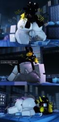 1boy 1futa 3d cesus_(the_battle_bricks) fat_female futanari gaslight_engine male_on_futa newell_battler_(the_battle_bricks) roblox size_difference tagme the_battle_bricks