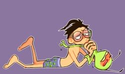 blush color dib_membrane fellatio glasses holding_hips invader_zim irken pocketknxfe size_difference toe_curl underwear zim