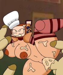 areolae breasts cookieware_(die_of_death) die_of_death die_of_death_(roblox) disembodied_penis gangbang multiple_penises nipples roblox roblox_game robot_girl screen_face thighs