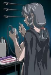 1girls barely_clothed basement before_sex bible_black bible_black_new_testament braid braided_sidelock breasts breasts_out cape clothing coat dark_room dialogue dildo dungeon english_text faceless_female female female_focus female_only functionally_nude grey_hair hair_intakes holding_dildo holding_object imminent_sex kiriya_saki long_hair medium_breasts mostly_nude naughty naughty_face naughty_smile nipples no_bra partial_female petite petite_body petite_female purple_eyes robe sagging_breasts saliva sex_toy shin_bible_black sidelocks smaller_female teasing teasing_partner teen teenage_girl teenager upper_body