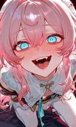 1girl 1girls ai_generated blush blush_lines blushing crazy_eyes crazy_smile drool drooling honkai:_star_rail hyacine_(honkai:_star_rail) impacter pink_hair slaiva solo solo_female