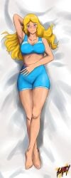 blonde_hair brawl_stars breasts clothed clothed_female dakimakura dakimakura_design feet female female_only gadby55 piper_(brawl_stars) swimsuit
