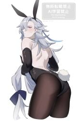 ass_focus blushing bunny_ears bunnysuit embarrassed genshin_impact neuvillette_(genshin_impact)