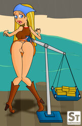 1girls big_breasts bimbo blonde_hair busty human human_only large_breasts lindsay_(tdi) long_hair panties simtoonz tagme total_drama_island wedgie