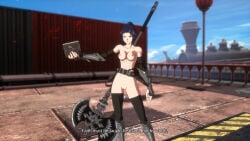 3d arc_system_works black_hair blue_eyes completely_nude completely_nude_female crusader dnf_duel dungeon_and_fighter inquisitor_(dungeon_and_fighter) knight medium_breasts mod nipples nude nude_female nude_mod ponytail pussy spear tied_hair vagina weapon