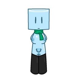 1girls adult_female battle_for_dream_island bfb bfdi bfdia black_legs blue_pubic_hair blue_pussy blue_skin female_only green_scarf humanized ice_cube_(bfdi) idfb neutral_expression object_show scarf tpot