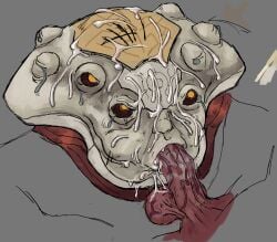 alien blowjob choking_on_cock covered_in_cum degradation degrading doom doom_(series) drool_string drooling dubious_consent embarrassed_male gay grotesque_genitals humiliation interspecies kreed_maykr sex_or_death sloppy sloppy_blowjob sucking_tip tears tears_in_eyes