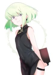 1boy 1femboy androgynous bob_cut china_dress chinese_clothes crossdressing femboy femboy_only feminine_faced_male feminine_male lio_fotia looking_at_viewer male open_dress petite petite_body petite_male promare questionable short_hair short_male skin_tight slim slim_male slim_waist smiling_at_viewer solo suggestive thigh_strap thin_waist tight_clothing twink