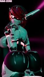 a.i.m.i_(aimizer0) aimizer0 ass_focus big_breasts cum_on_ass fat_ass pink_eyes pink_hair rear_view robot robot_girl thick_thighs white_body