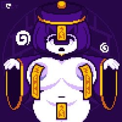 1eye animated areola areolae bouncing bouncing_breasts brainwashing breasts cyclops female female_only functionally_nude gif hair_ornament hat huge_breasts hypnosis jiangshi jiangshi_costume jumping mind_control navel octette_(octotron2000) octotron2000 original_character pixel_art plump purple_eye purple_hair self_upload short_hair shortstack sleeves talisman talisman_on_pussy talisman_pasties thick_thighs white_skin wide_hips zombie zombie_girl zombification