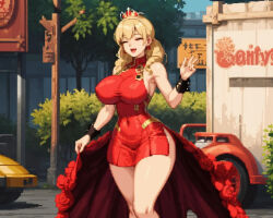 1girls ai_generated big_breasts blonde blonde_hair kaneli_nya king_of_fighters light-skinned_female rose_bernstein skirt