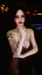 1girl 1girls 2026 3d 4k background bar big_breasts big_lips billiard_table black_eyeshadow black_hair blue_eyes blush blushing breasts breasts_bigger_than_head chromatic_aberration crashbanditkut dark_lipstick dark_room depth_of_field detailed_background dress eyebrows eyelashes eyeshadow female hair half-closed_eyes hi_res high_resolution highres human light-skinned_female light_skin lips lipstick long_eyelashes long_hair long_nails looking_at_viewer makeup mascara nail_polish nails night nose_piercing original original_character pantyhose pentagram piercing pinup ring ring_on_finger self_upload septum_piercing smile smiling smiling_at_viewer solo solo_female solo_focus standing straight straight_hair tattoo tattoo_on_legs tattooed_arm tattoos teenage_girl teenager thick thick_lips thick_thighs thighs virt-a-mate virtamate young young_female