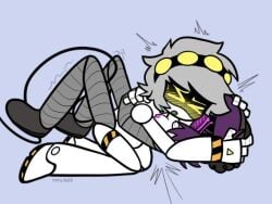 1boy 1boy1girl 1girls beanie beanie_hat blue_background boobs breasts grey_hair hat intercourse murder_drones n_(murder_drones) penetration purple_eyes purple_hair robot_sex sdk69000 sex straight straight_sex uzi_(murder_drones) uzi_doorman