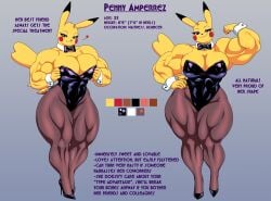 anthro big_breasts breasts bunnysuit crovirus fan_character female flexing game_freak heart muscular muscular_female nintendo pikachu pokemon pokemon_(species) text thick_thighs video_games wide_hips