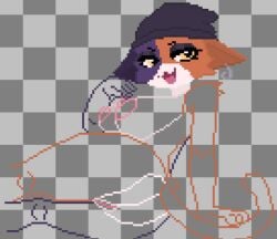 1girls anthro ass_focus big_ass big_breasts female female_only fortnite furry kakabusik meow_skulls_(fortnite) orange_fur patreon pixel_art purple_fur sketch solo_female solo_focus two_tone_fur unfinished wip