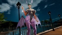 big_breasts breasts capcom darkstalkers female giantess juri_han morrigan_aensland nude_female smile smiling street_fighter succubus tagme themightyhq thick_thighs