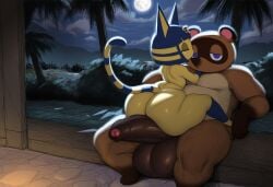 1boy 1girls 2026 ai_generated animal_crossing ankha anthro anthro_on_anthro bigtub7775 fur nintendo penis tagme testicles tom_nook